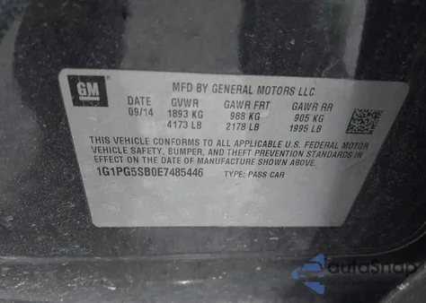 2014 Chevrolet Cruze Ltz z USA, uszkodzony, nr VIN 1G1PG5SB0E7485446